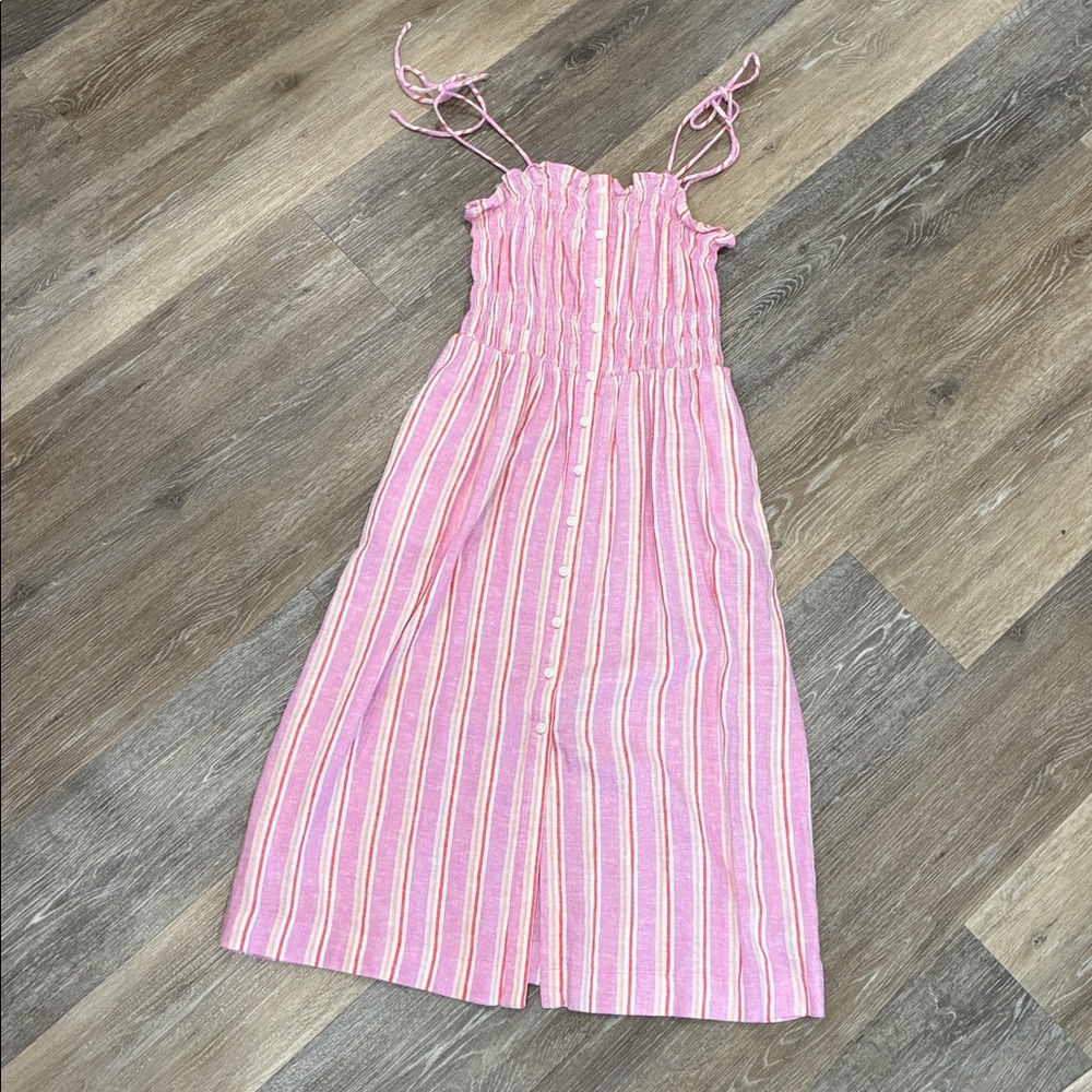 Universal Thread Pink Stripe Tie-Shoulder Midi Dress